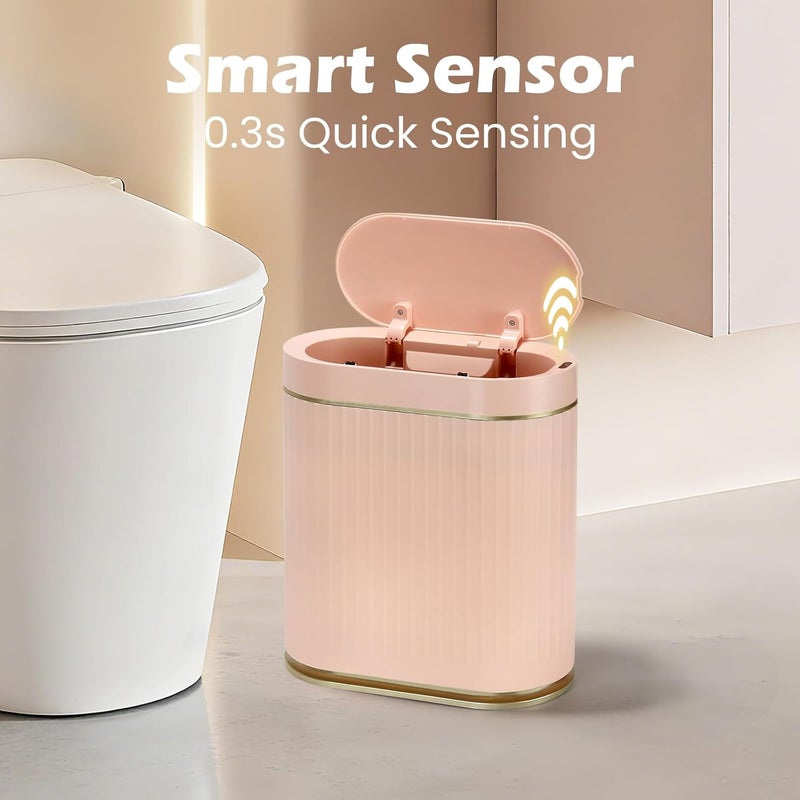 SYNCVIBE Bathroom Sensor Trash Can with Lid Automatic 2 Gallon Motion Sensor Garbage Bin, 7.5 Liter Slim Waterproof Plastic Wastebasket, Bathroom Decor for Bedroom, Office, Living Room, Pink - Image 3